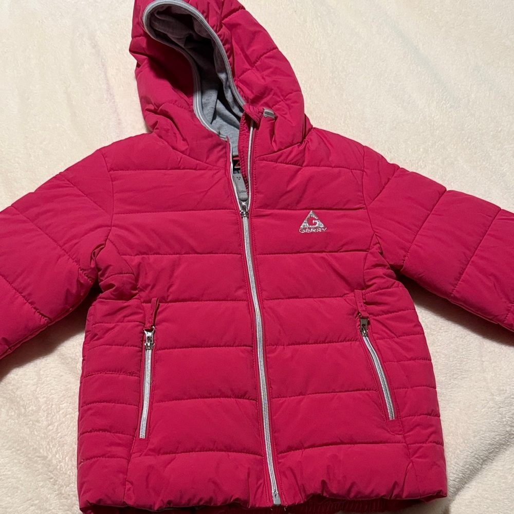 Kids Fuchsia Puffer Jacket with Hood